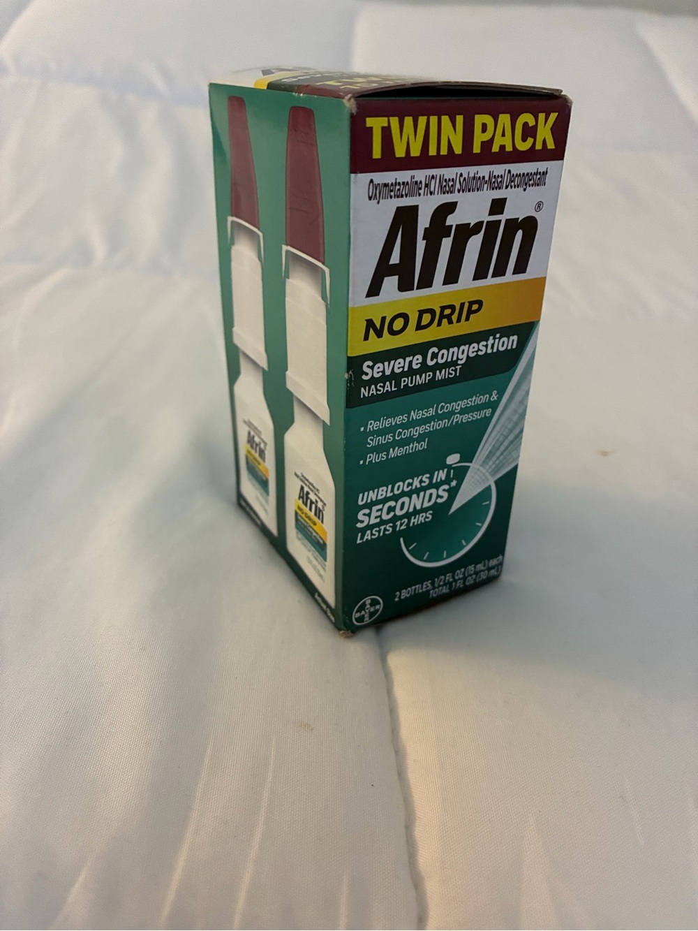 Afrin No Drip Severe Congestion Nasal Pump Mist - Green/White/Burgundy